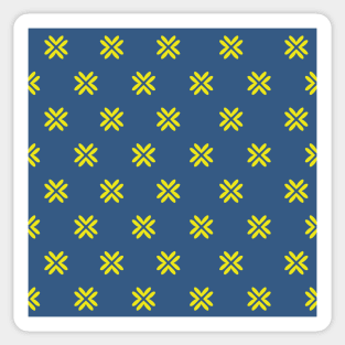 Minimal Cross Pattern Blue Yellow Sticker